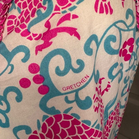 Gretchen Scott Vibrant Pink and Blue Dragon Print Dress Size S. - Picture 10 of 14